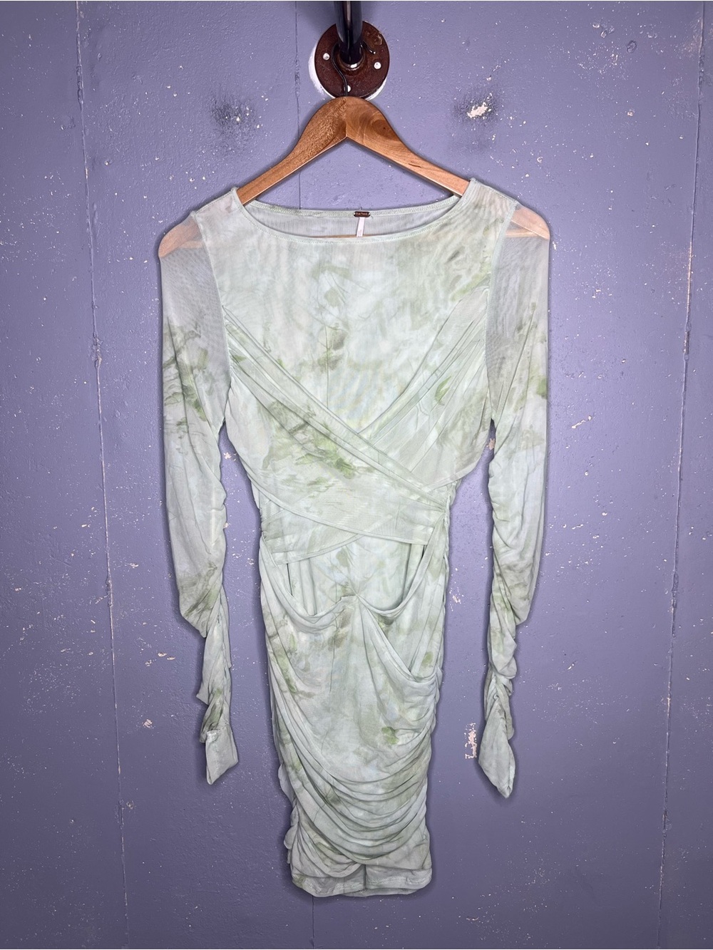 FREE PEOPLE - KATANA MINI DRESS IN SAGE COMBO Size Small - Picture 4 of 8